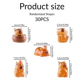 Tabanzhe Capybara Resin Figurine-30PCS Luminous Mini Capybara Figure Desk Tabletop Decoration for Kids Birthday Party Gift Outdoor Garden Home Ornament