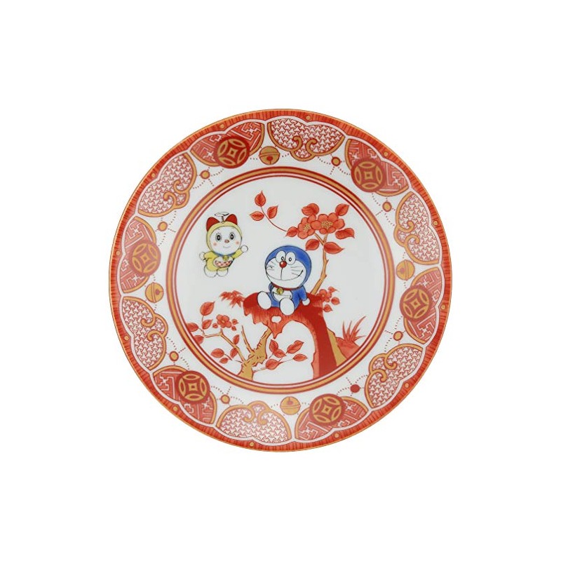 Doraemon 008148 Kutani Ware Small Plate, Iidaya-style, Hachirote