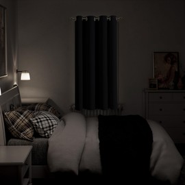 BGment Blackout Curtain 63 Inch Length for Bedroom, Sun Blocking Thermal Insulation Window Curtain Drape for Living Room, 1 Panel, Black, 52 Inch Wide