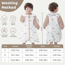 Baby Sleep Sack, Removable Long Sleeve Quilted Sleeping Sack with 2-Way Zipper, Suitable for all four seasons (Wooden cabin,M)