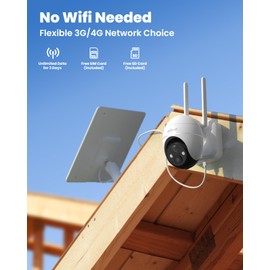 ieGeek 4G LTE Cellular Solar Security Camera Wireless Outdoor,No WiFi Battery Powered Cam with Solar Panel&Memory Card&SIM Card, Siren Alarm & Spotlight,AI Detection,2K Color Night Vision,US Version