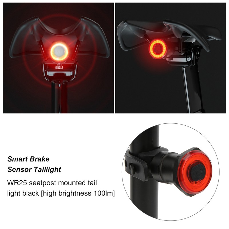 MEROCA WR25 Smart Bike Induction Tail Light USB Rechargeable Brake