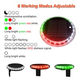 AMOMD Outdoor LED Navigation Lights 6 Modes Multifunctional IP67 Waterproof Solar Charging Positioning Lighting for Sea Marine Vessels Yachts Docks Boats Pontoon
