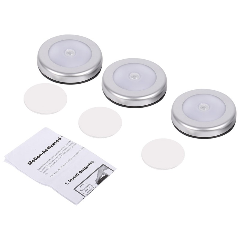3Pcs Wireless PIR Automatic Motion Sensor Night Light 6 LED