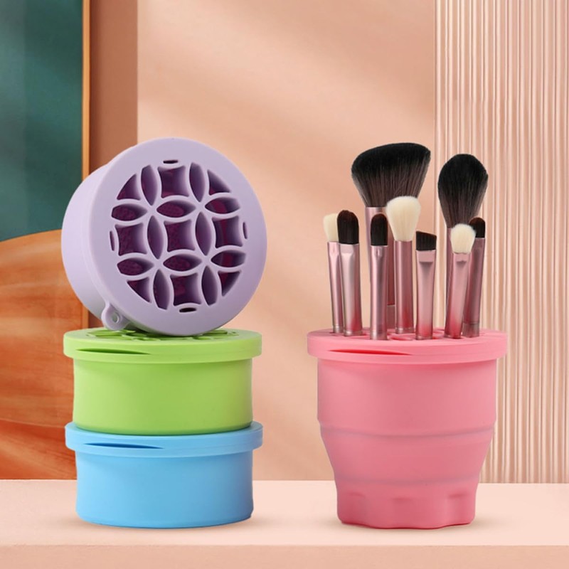 HOMSFOU Limpiador de Brochas de Maquillaje Recipiente Plegable de Silicona