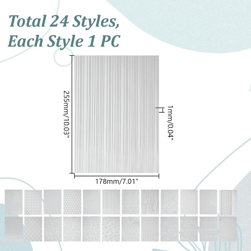HOBBIESAY 24Pcs Polymer Clay Texture Sheets 17.8x25.5cm Clay Texture Mats