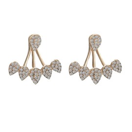 Boho Rhinestone Lotus Earrings Teardrop Rhinestone Earrings Waterdrop Studs Earrings Jewelry for Women (Golden, One size)