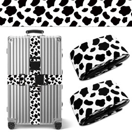 Cow Print Luggage Straps for Suitcases TSA Approved, Luggage Identifiers for Suitcase, Adjustable Suitcase Strap for Baggage Security with Cute Patten, Travel Necessary Accessories