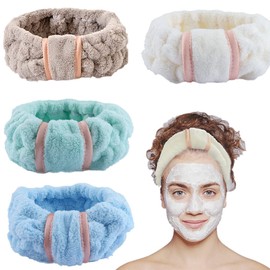 Paquete de 4 diademas de microfibra para lavar la cara, diademas faciales, diademas de maquillaje, diademas de spa, diademas para cuidado de la piel, diademas para mujeres y niñas.