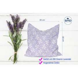 SHD Handels GmbH Lavender Blossom Lavender Pillow for Sleeping Adults and Children Filled with Lavender Dried Decorative Pillow Organic Cushion Scented 30 x 30 cm Vintage Cotton Cover Gift Women