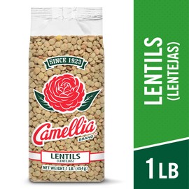 Camellia Brand Dried Lentils – Premium Non-GMO Dry Lentils Peas, High Protein Plant-Based Food for Soups, Stews, Salads, Curries, Beans, Meal Prep, and Healthy Vegetarian & Vegan Cooking, 1 Pound (Pack of 12)