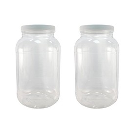 Pinnacle Mercantile 1 Gallon Plastic Jars with Screw on Lined Lids 24 Pack Wide Mouth Food Storage Containers
