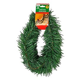Artificial Pine Wired Ribbon Garland - 15 Feet, Green