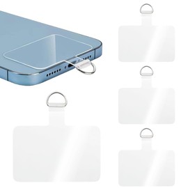 SGERUFZ Pack of 4 Universal Phone Tether Tabs, D-Buckle Phone Lanyard Replacement Part, Phone Lanyard Patches for Safety Drop Protection, Compatible with Most Smartphones (55 x 35 mm) (Transparent)