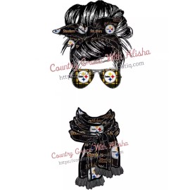 Handmade Sublimation Print Steelers Scarf Messy Bun Football Ready to Press Heat Transfer