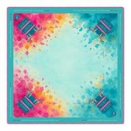 American Mahjong Mat – 31.5 x 31.5 Inch Non Slip Noise Reducing Padded Game Table Mat for American Mah Jongg with Canvas Carrying Bag, POP Bold Colorful Vibrant Design