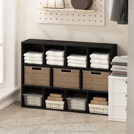 Furinno Reed 11-Cube Open Shelf Multipurpose Closet & Clothing Storage, Storage Organizer, Blackwood