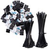 AGT Set of 200 UV Resistant Cable Ties with Base,