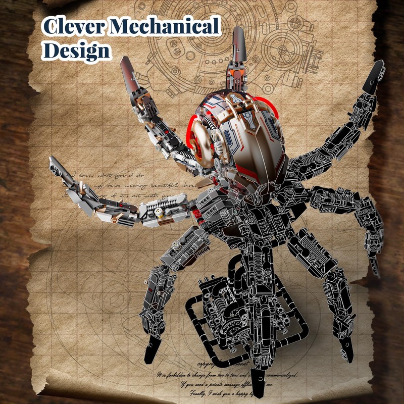 honchoes Mechanical Octopus Building Set, Sea Animal Collection with Light