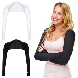 Pack of 2 UV Protection Bolero Women's Sun Protection Scarf Arm Warmers Ice Silk Cooling Scarf Arm Sleeves with Finger Holes Fingerless Gloves Sleeves, black / white