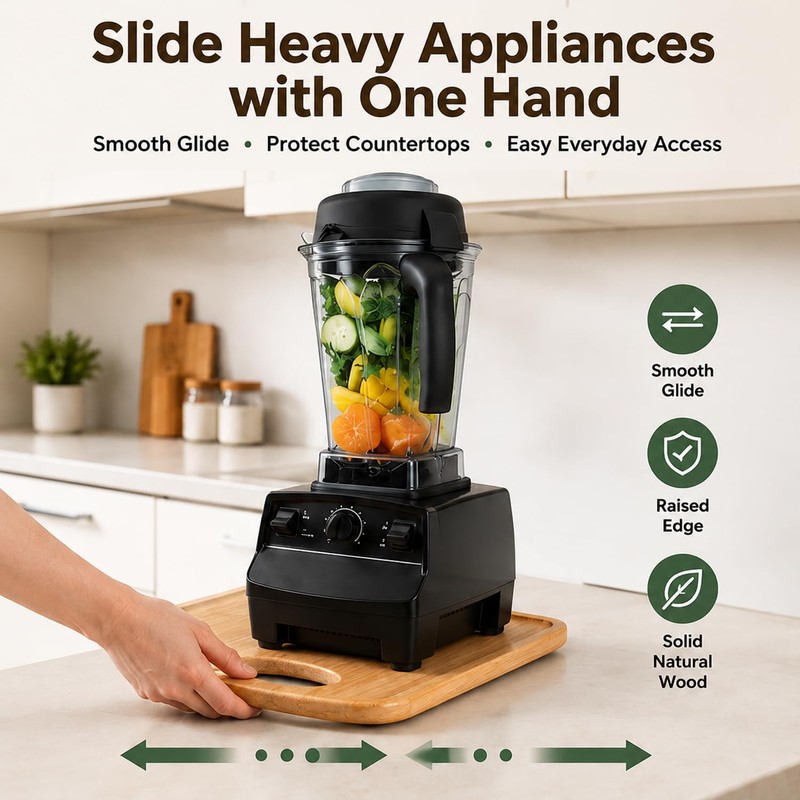 Wooden Blender Slider Tray for Countertop, 10.04 Inch Appliance Mover