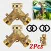 Unbranded Solid Brass Tap Garden Connector Two Way 2 Pack