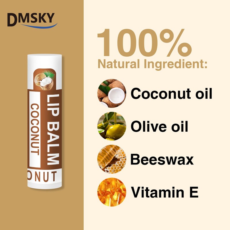 DMSKY 60 Pack Lip Balm, Natural Lip Balm Bulk, Moisturizing