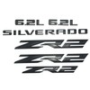 6PCS ZR2 6.2L Silverado Emblems 3D Badge Fender Rear Letter