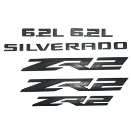 6PCS ZR2 6.2L Silverado Emblems 3D Badge Fender Rear Letter Nameplate Sticker Replacement for 2022 2023 2024 Silverado 1500 (Matte Black)