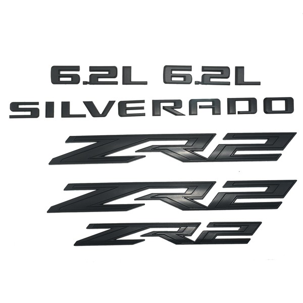 6PCS ZR2 6.2L Silverado Emblems 3D Badge Fender Rear Letter