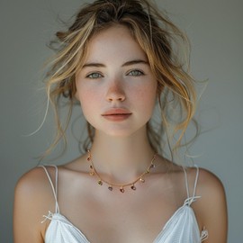 Hius Cubic Zirconia Station Necklace for Women, 18K Gold Plated Crystal Gemstone Choker Necklace, 16",18" (Light Multi Heart, 20")