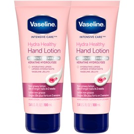 Vaseline Hand Cream 2-Pack – Healthy Hands Stronger Nails with Keratin, 10X Stronger Nails in 2 Weeks, 3.4 Oz Ea