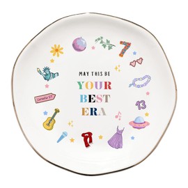 Bzelkry May This Be Your Best Era Ceramic Ring Dish, Jewelry Tray Birthday Christmas Gift for Girls Woman Mom Sisters Friends