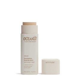 ATTITUDE Oceanly Plastic-Free Light Coverage Foundation Stick, Titanium Dioxide-Free, EWG Verified, Vegan Makeup, Cream, 12 grams