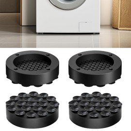 Vibration Damper Washing Machine, Pack of 4 Washing Machine Underlay, Universal Anti Vibration Damper, Rubber Anti-Vibration Mat, Washing Machine, Damper, Non-Slip Mat, Feet for Fridge (Black)