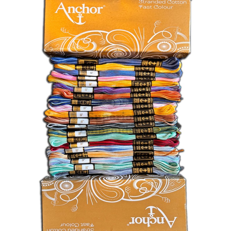 20 Variegated Multi Shades Anchor Cotton Cross Stitch Embroidery Threads
