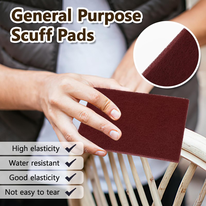 20 Pack Maroon General Purpose Scruff Pads 6" x 9"