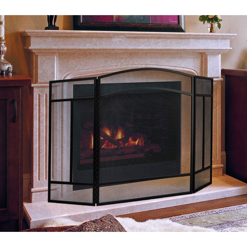 Fire Beauty Fireplace Screen 3 Panel Wrought Iron 48"(L) x