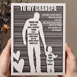 Hiagkmet Grandfather Birthday Gifts Idea from Grandson Best Grandpa Ever Father's Day Wooden Plaque Sign, Grandpa Gift from Grandson Christmas Gifts for Granddad