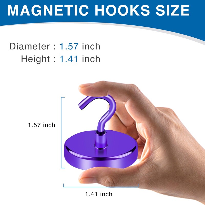 LOVIMAG Cruise Ship Essentials, 150Lbs Magnetic Hooks Heavy Duty, Purple