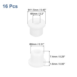 uxcell 16Pcs Rubber Grommets 5/16"(8mm) Drill Hole, 3/16"(5mm) ID Hole Top Hat Grommet White Silicone Rubber Hole Plug Gasket for Wiring, Automotive