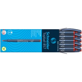 Schneider Topball 857 Tintenroller (stabiler Metallspitze, 0,6 mm) 10er Packung rot
