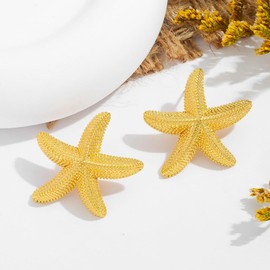 HETICA Gold Starfish Earrings for Women, Summer Beach Earrings for Women Boho Fashion Vintage Starfish Beach Earrings Jewelry Gifts for Women