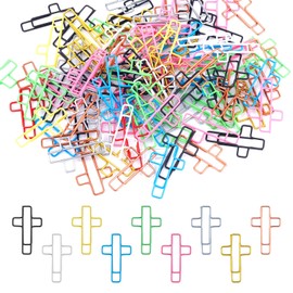 Pack of 100 Paper Clips Cross, Multicoloured Christian Paper Clips for Bible Diaries, Bible Study Accessories for Office, School and Home