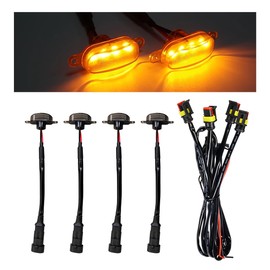 Ohleats - 4 luces de rejilla delantera para coche, luz LED brillante con arnés de cableado, lámpara decorativa impermeable compatible con F150 F250 F350, accesorios exteriores para coche (negro y