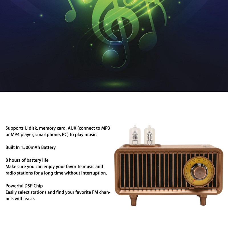 Mini Wooden FM Stereo Sound Radio Vintage Imitation Wood Grain