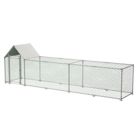 16x3FT Metal Chicken Coop Run Backyard Hen House Poultry Habitat Cage w/Cover