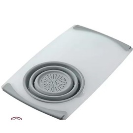 3-in-1 Foldable Cutting Board with Drain Basket – Multi-Function Kitchen Gadget for Washing, Cutting, and Draining – Space-Saving Design for Fruits, Vegetables, and More – Portable and Compact (Grey)