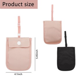 2 Pcs Travel Bra Wallet for Women, Hidden Undercover Secret Pocket for Credit Cards, Money, Valuables with Adjustable Elastic Strap (Black + Pink)