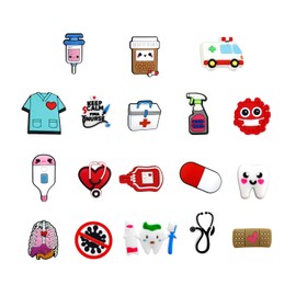 Rumyve Medical Theme DIY Shoe Decoration - 18 pcs Studs in Different Shapes, Cute Accessories for Birthday Gifts